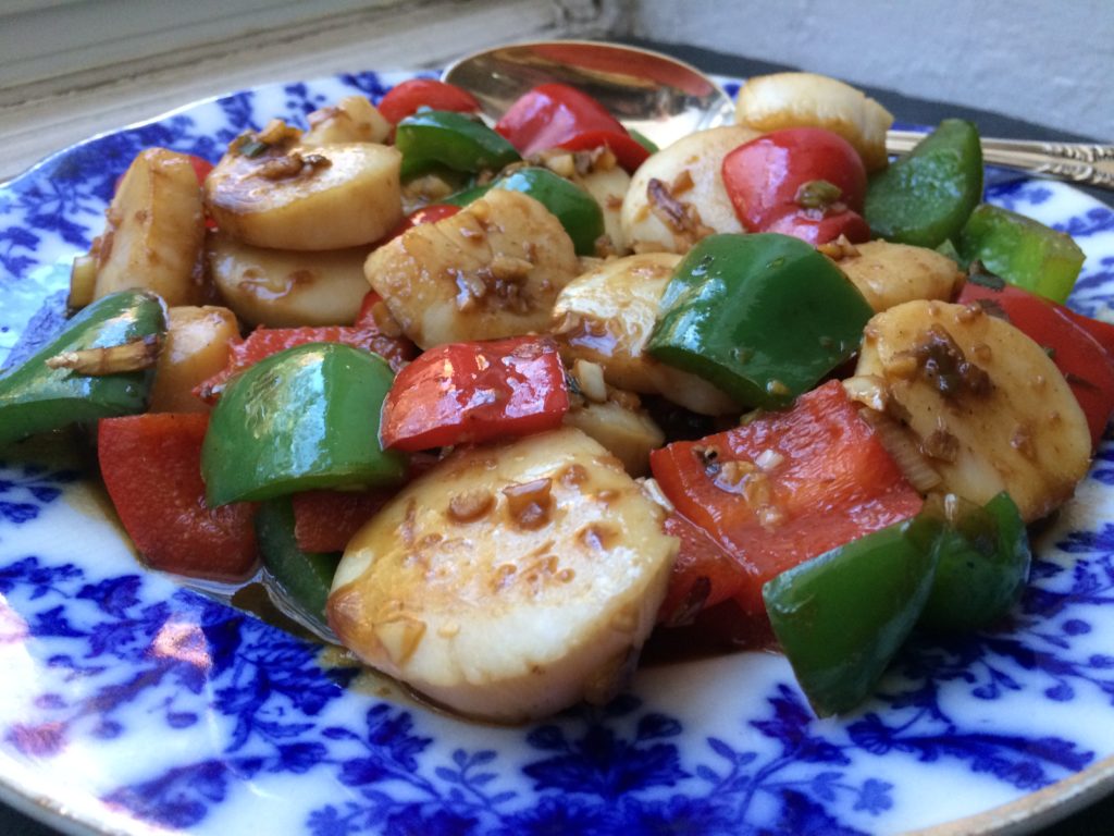 Stir Fried Peppers with Scallops